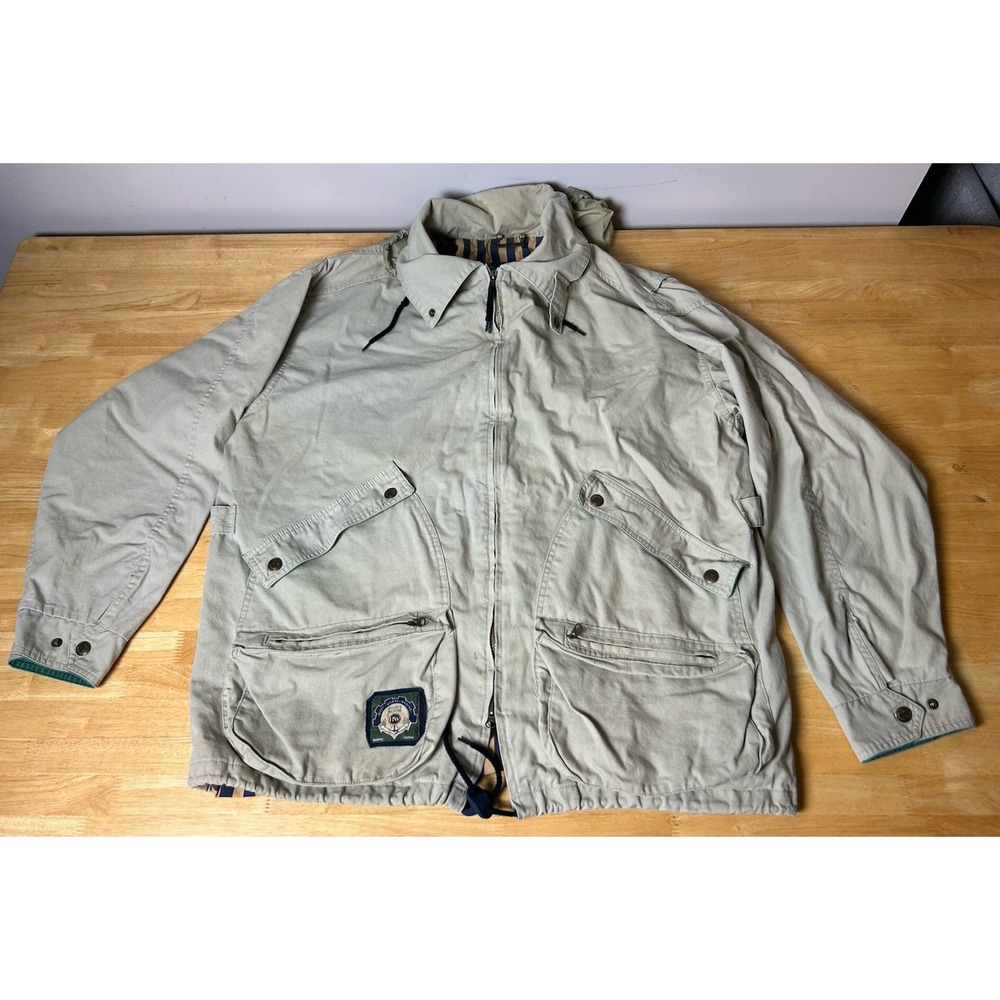 Vintage Fox Knapp Boat Works Windbreaker Jacket Hooded Nautical Sailing XL